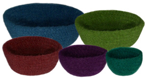 crochet felted bowl set