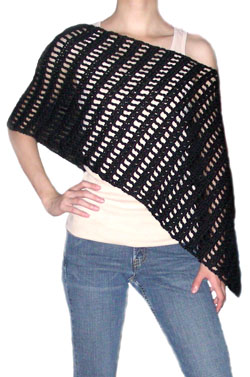 crochet striped asymetrical poncho