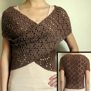 crochet diamond eyelet wrap sweater