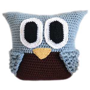 crochet owl pillow