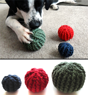crochet textured dog toy balls