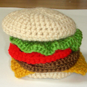 crochet hamburger coasters