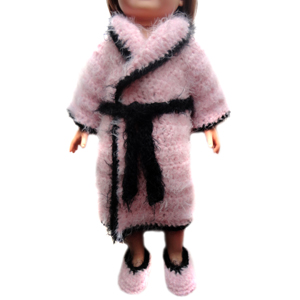 crochet doll bathrobe with slippers