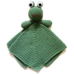 crochet frog security blanket