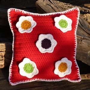 crochet totally rad flower pillow