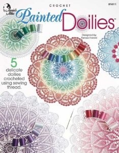 This is the cover of Crochet Painted Doilies by Ferosa Harold