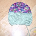 Rose is using a variegated yarn plus a solid.