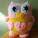 Here is Shirley's lovable owl in pink and yellow.
