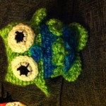 Here is Yvette's second owl in green and blue.