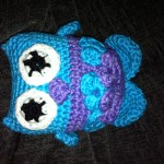 This is Yvette's first owl in blue and purple.