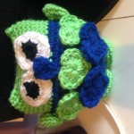 Here's Kim's owl in Super Bowl Seahawk colors.