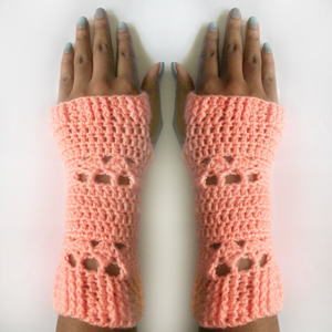 crochet little arbor fingerless gloves
