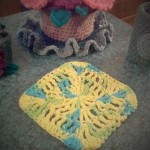Emma also made a dishcloth with Sugar n Cream yarn.