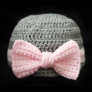 crochet big bow beanie