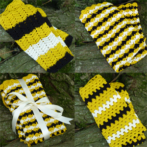 crochet bumblebee dishtowel set