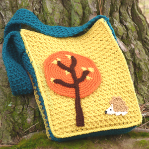 crochet woodland book bag