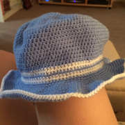 Here is Emily's very first crocheted hat.