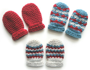 crochet light baby mittens