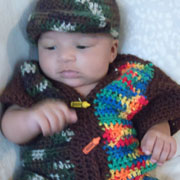 Susanne crocheted this baby hat and sweater set.
