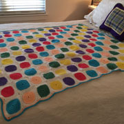 Mary finished crocheting this colorful blanket.