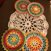 Varsha crocheted these beautiful and color mandalas.  