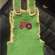 Susanne made these baby size tractor overalls.