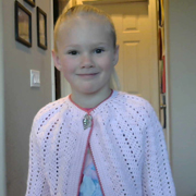 Molly crocheted this cardigan for her daughter.