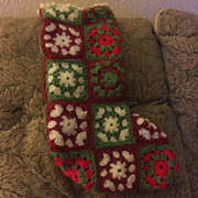 Reana crocheted this granny square Christmas stocking.