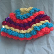 Susanne finished crocheted this colorful hat.