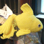 Penny finished crocheting this cute yellow fish.