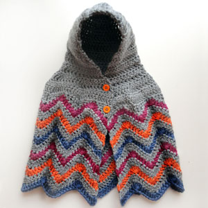 crochet hooded chevron poncho