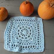 Daelynn crocheted this elegant light blue square.