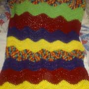 Susanne made this really colorful car seat cover.