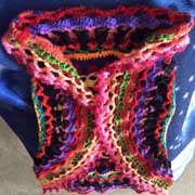 Fiona crocheted this colorful circle vest.