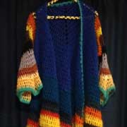 Fiona finished crocheting this coat of many colors.  