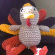 Tanya finished crocheting this adorable turkey.