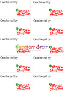 5 Merry Christmas Crocheted by Free Downloadable Labels in red and green by Caissa McClinton @artlikebread for @crochetspo 1t