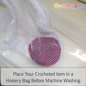 Place Your Crocheted Item in a Hoisery Bag before Machine Washing Laundry Tips by Caissa McClinton @artlikebread on @crochetspot