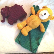Carol crocheted this bear, elephant and blanket.