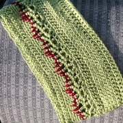 Check out Lisa's cowl crocheted with "zombie colors".