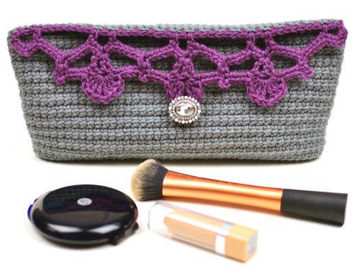 crochet lacy cosmetic bag