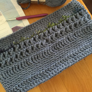 Linda's cowl looks great with all the different stitches.