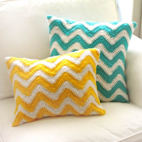 crochet chevron pillow covers