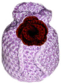 crochet drawsting bag with flower