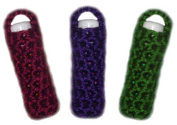 crochet chapstick key chain cozy