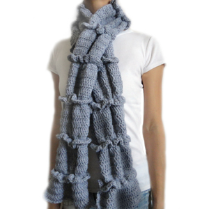 crochet ruched ruffle scarf