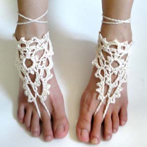 White Barefoot Sandals Crochet Beach Wedding Sandles Bridal Anklets Bare  Foot Jewelry Soleless Shoes Footless Sandles | Wish