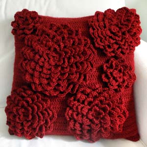 crochet multi flower pillow