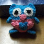 Ann's lovable owl looks great in blue and pink.