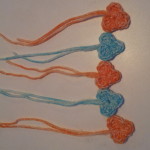Courtney's hearts are blue and orange.